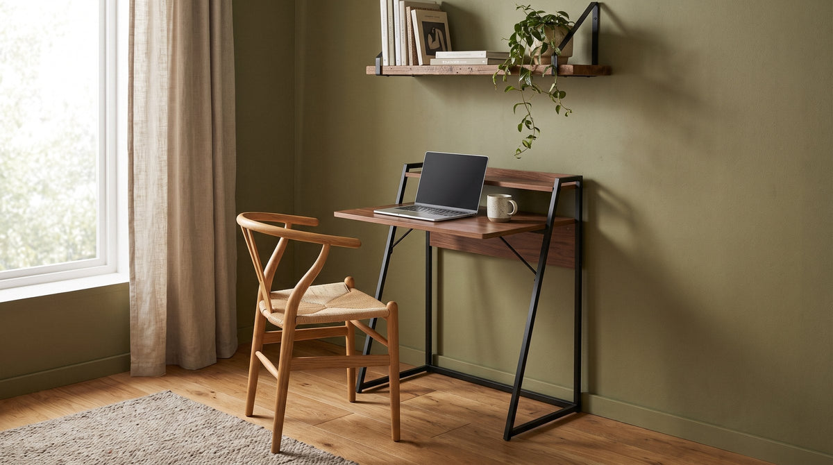 Bureau pliable moderne dans un coin télétravail