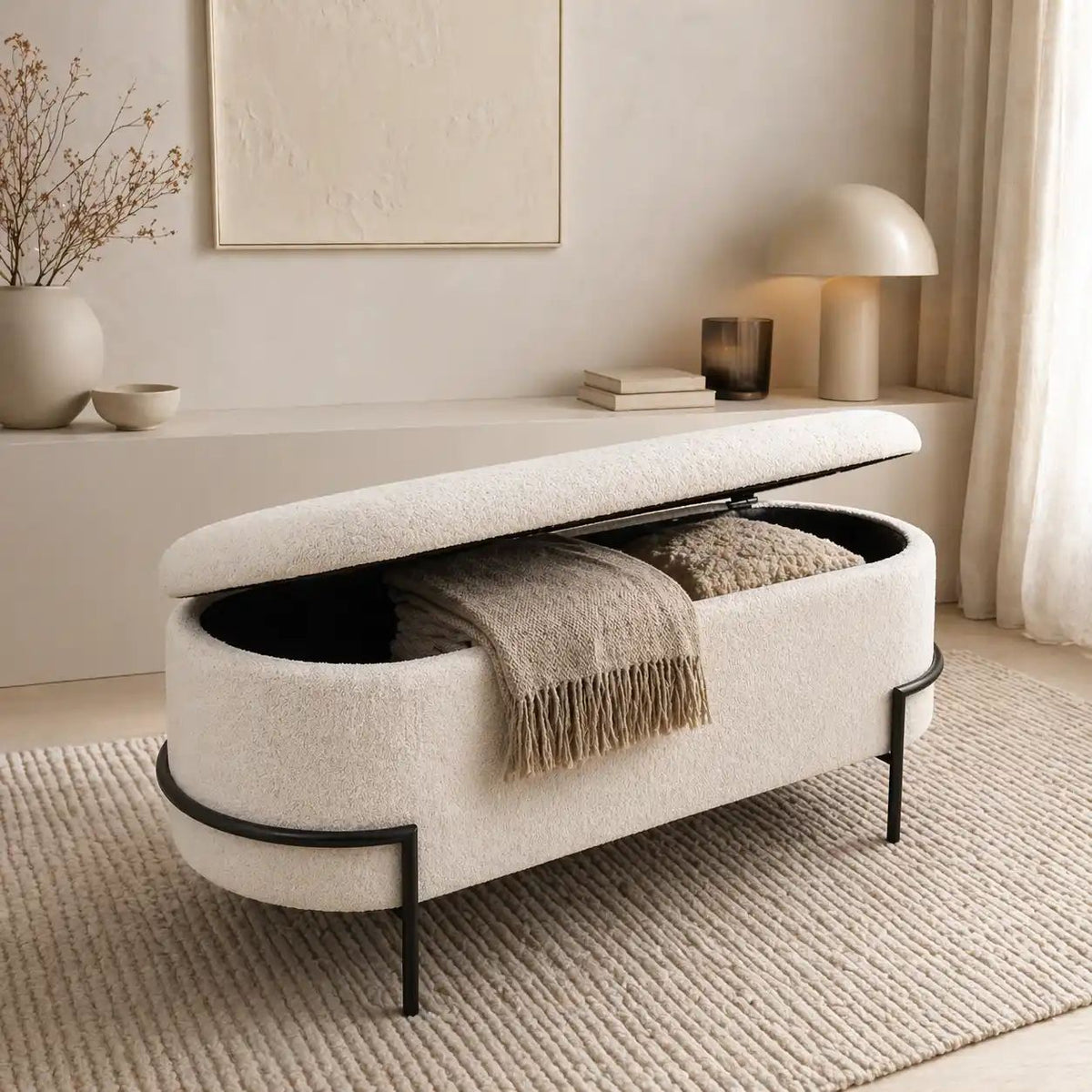 Pouf de rangement NORA beige