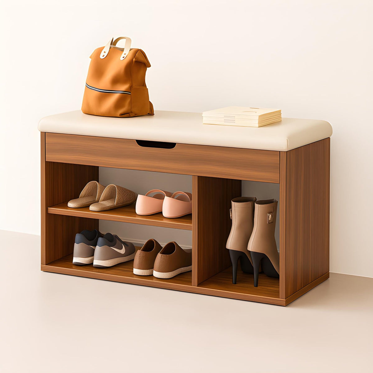 Banc à chaussures CozyBench assise beige – vue 2