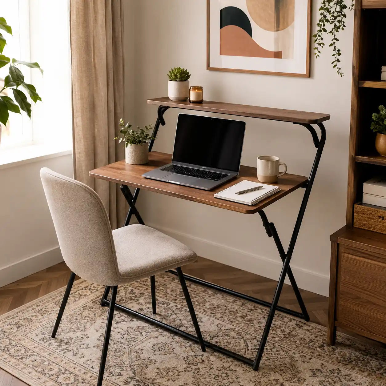 Bureau pliable effet bois noyer – vue 2