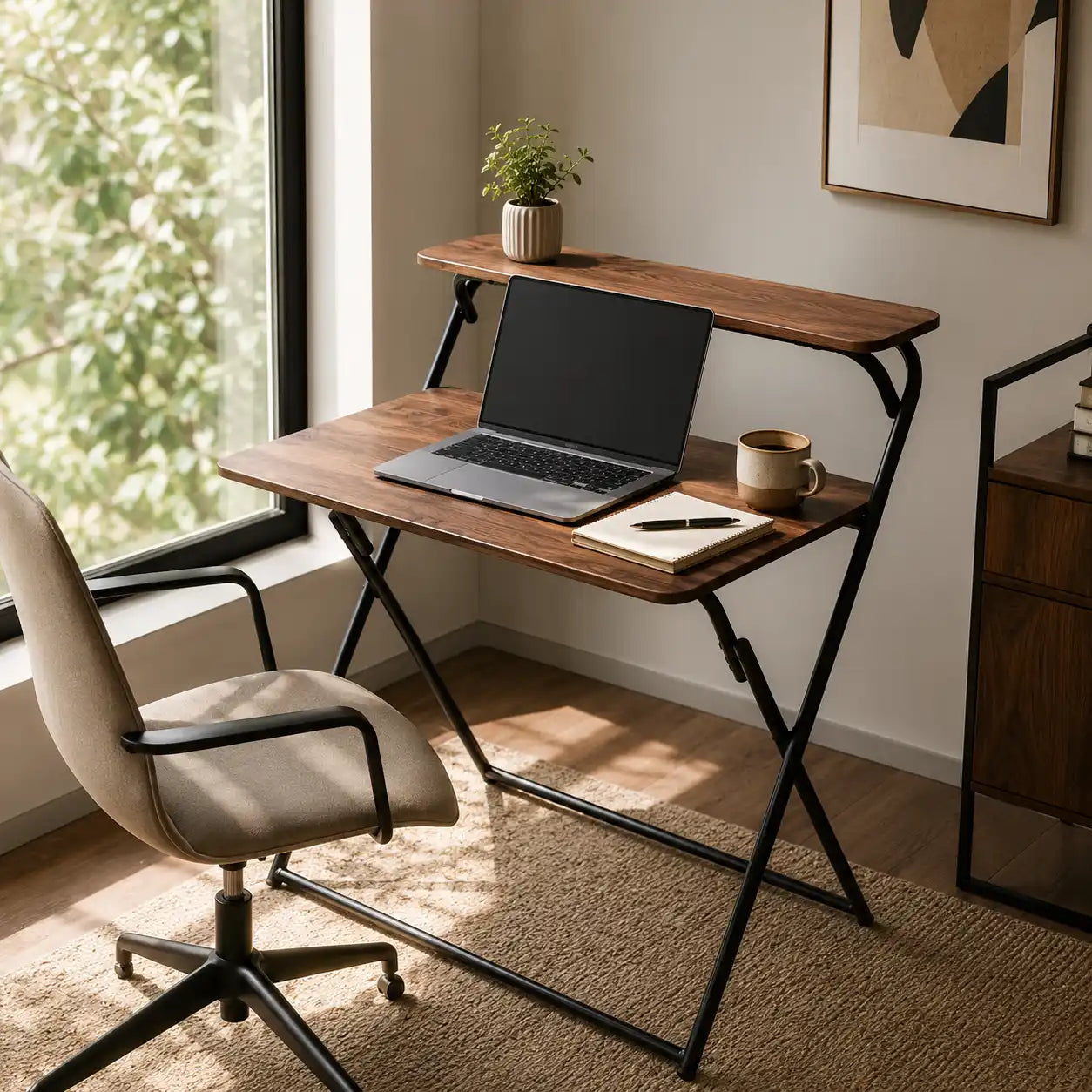 Bureau pliable effet bois noyer – vue 5