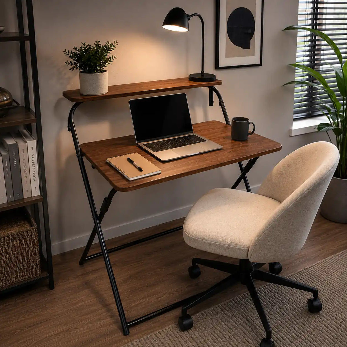 Bureau pliable effet bois noyer – vue 4