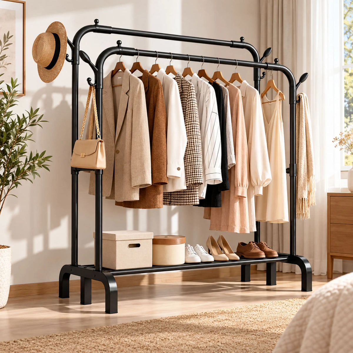 Porte-Vêtements Double Barre 150 cm Métal Noir – TM-803
