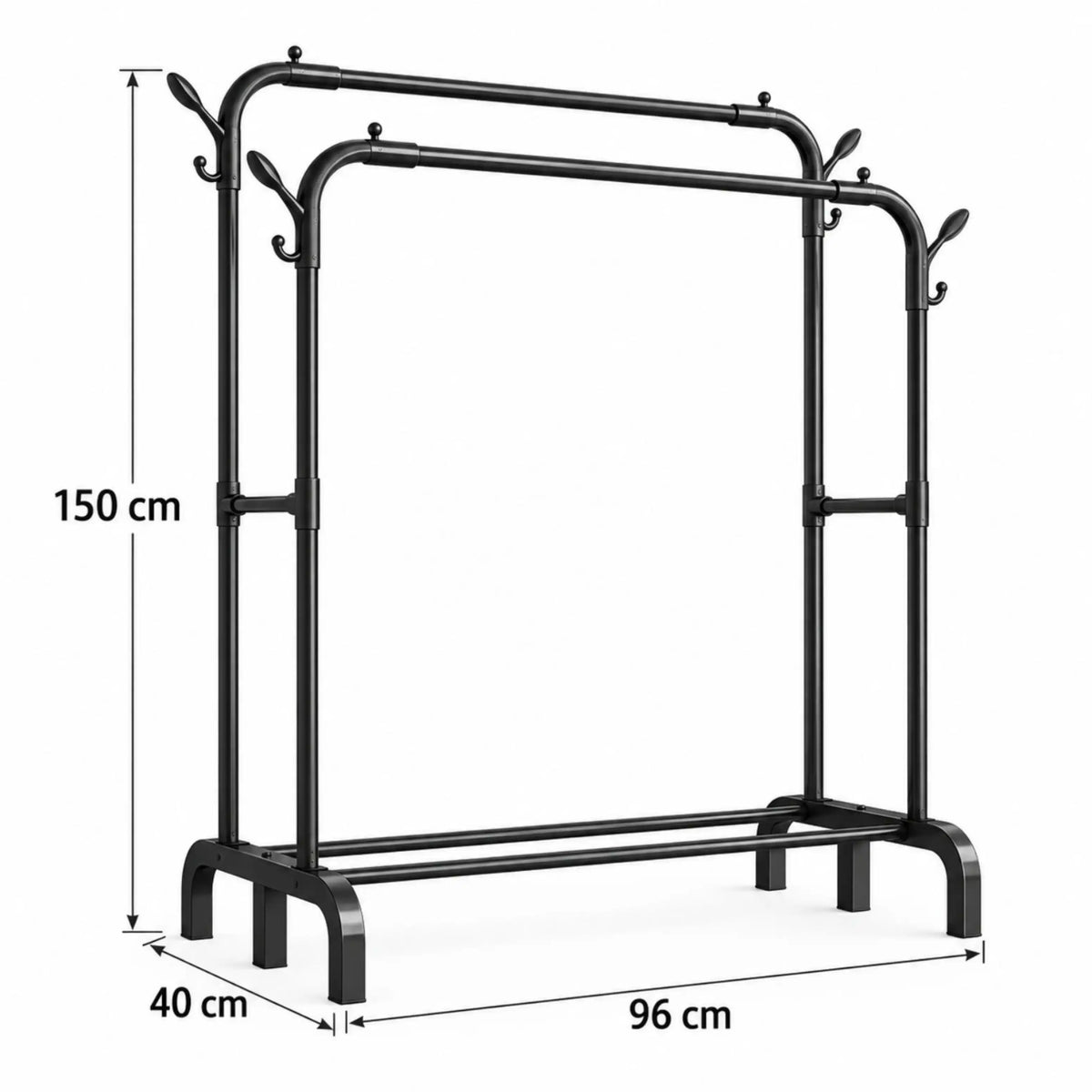 Porte-Vêtements Double Barre 150 cm Métal Noir – TM-803