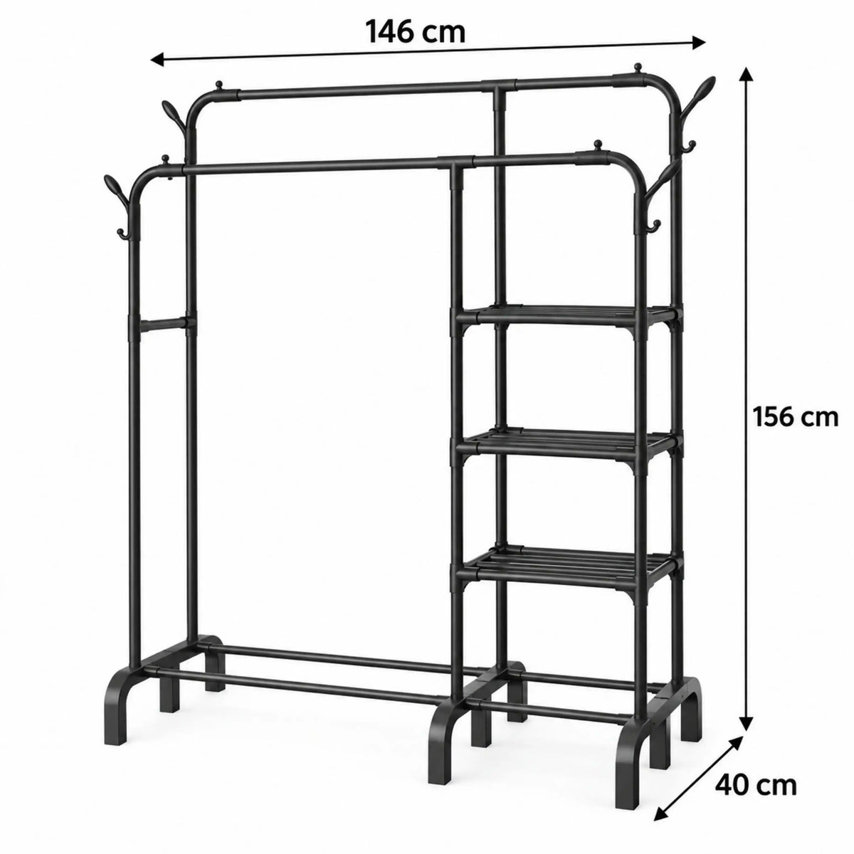 Porte-Vêtements Multifonction Métal Noir 156 cm – TM-806