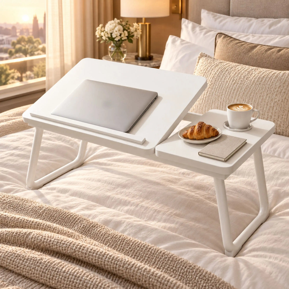 Table de Lit Inclinable pour Ordinateur – Blanc