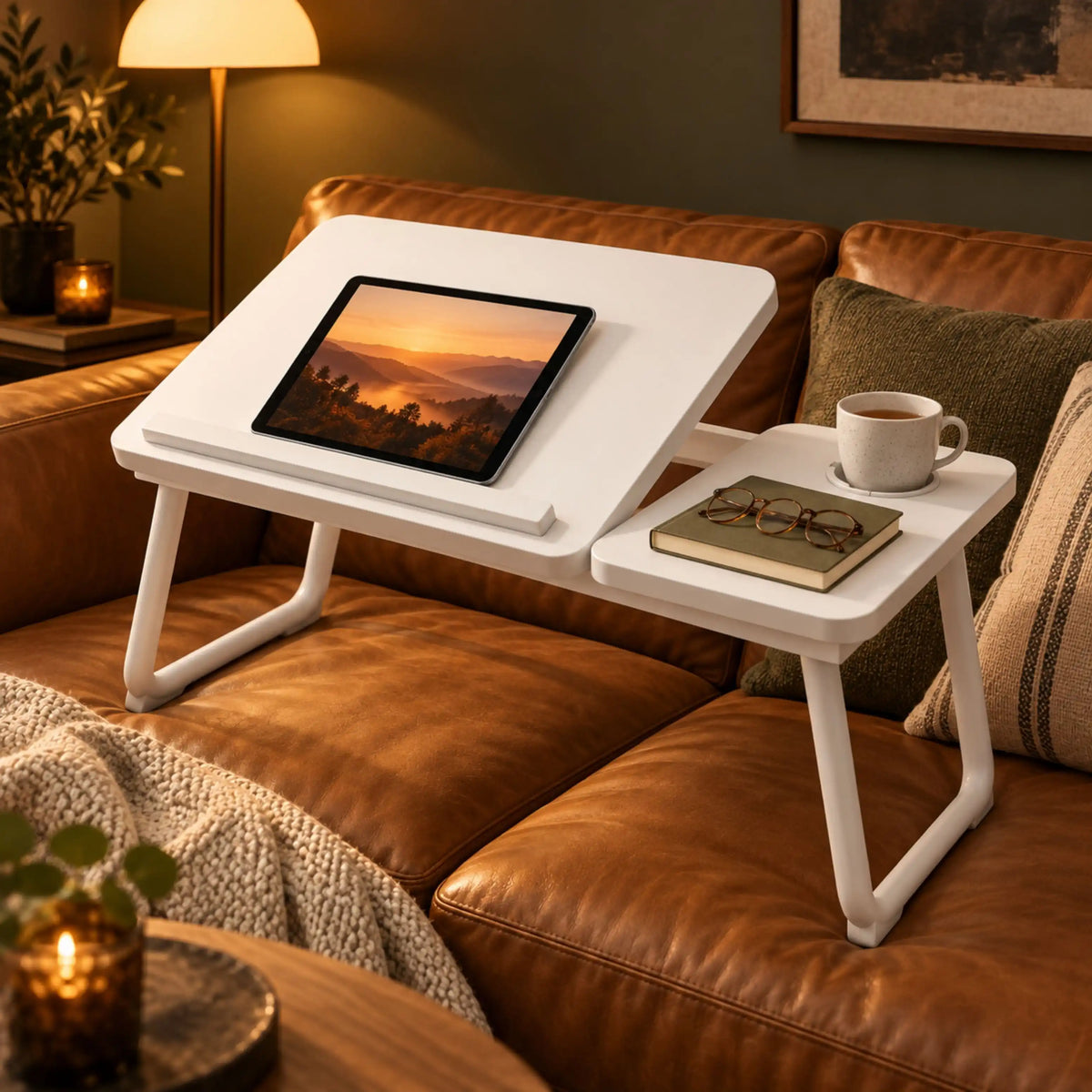 Table de Lit Inclinable pour Ordinateur – Blanc