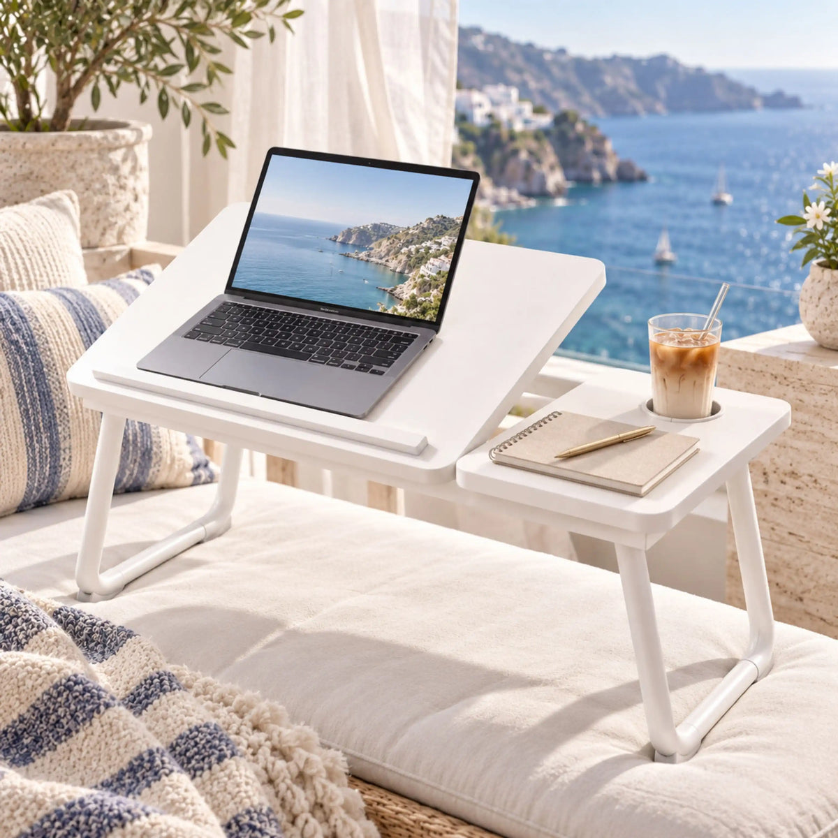 Table de Lit Inclinable pour Ordinateur – Blanc
