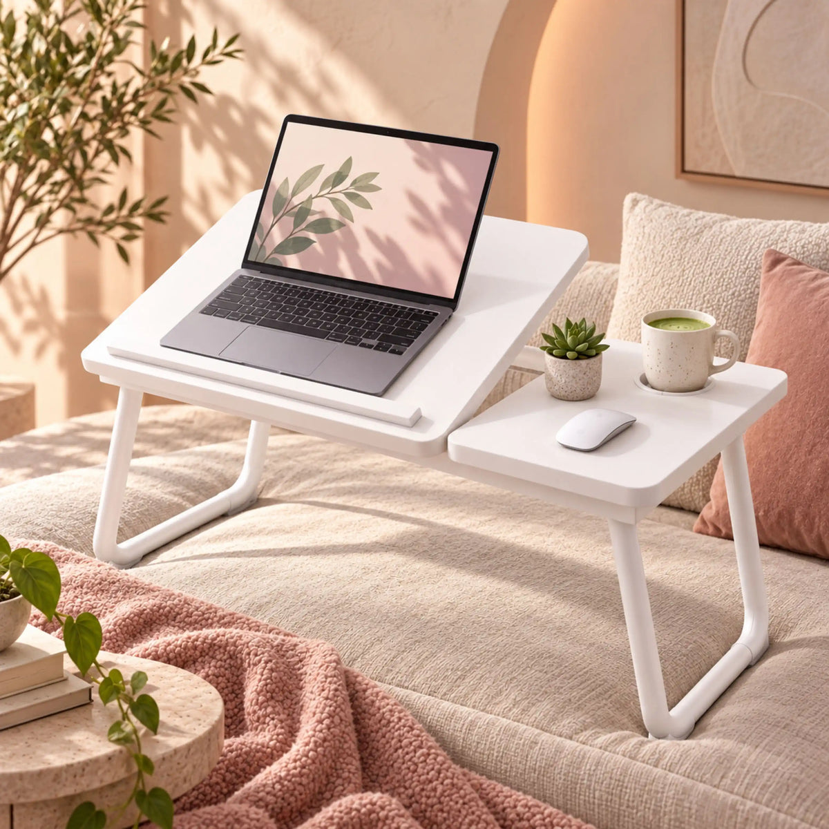 Table de Lit Inclinable pour Ordinateur – Blanc