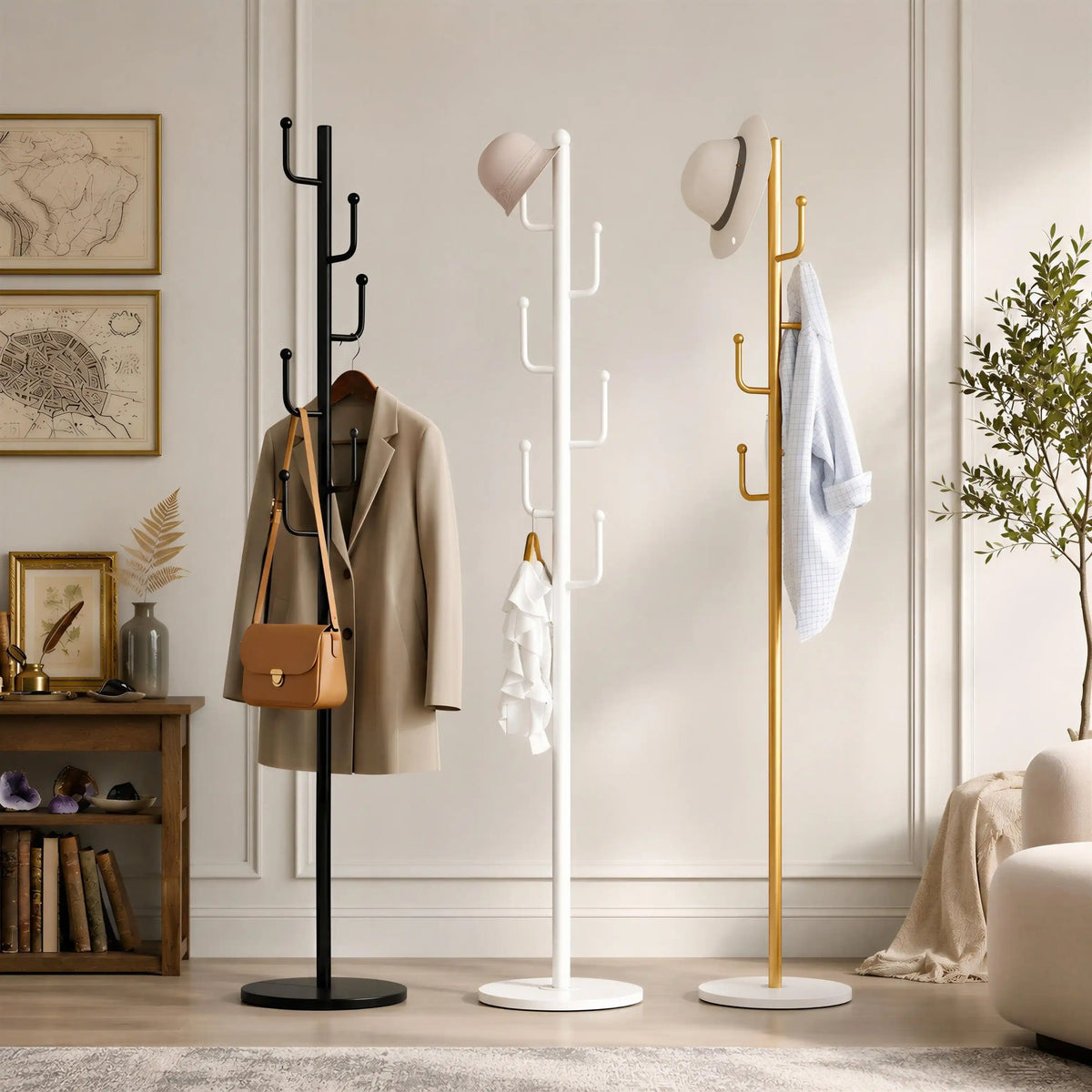 Porte-manteau 6 boules avec base en marbre 175 × 30 cm