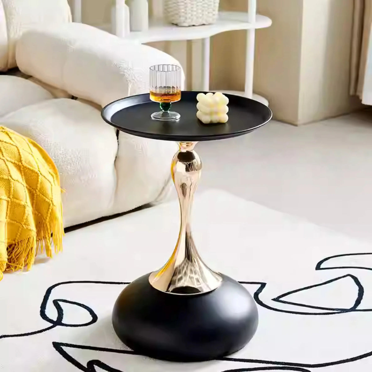 Table de café LUNARA noir et doré 40 × 55 cm