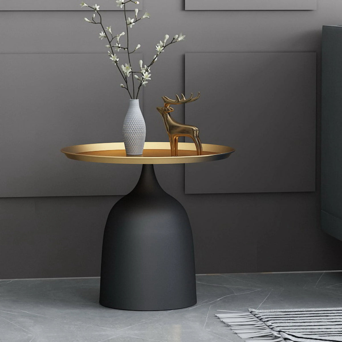Table de café VELORA noir et doré 40 × 47 cm