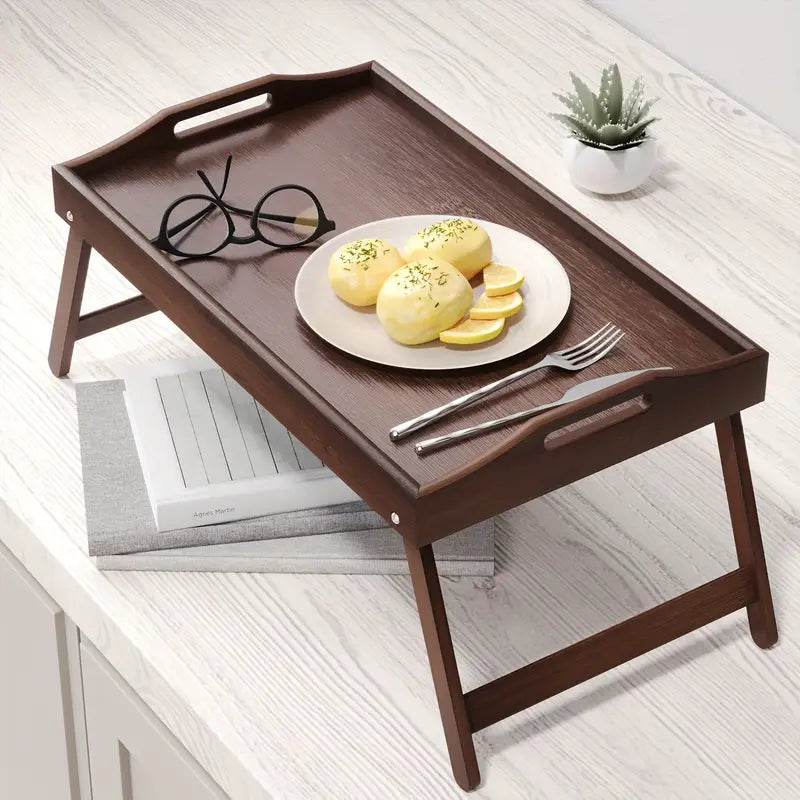 Table pliable en bois foncé
