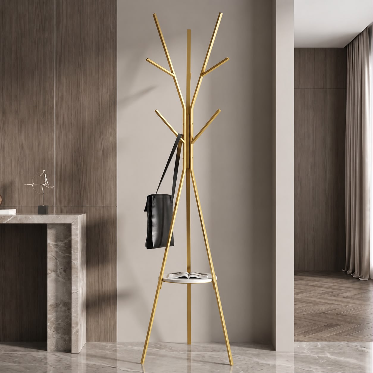 Porte-manteau design arbre en métal 175 × 45 cm