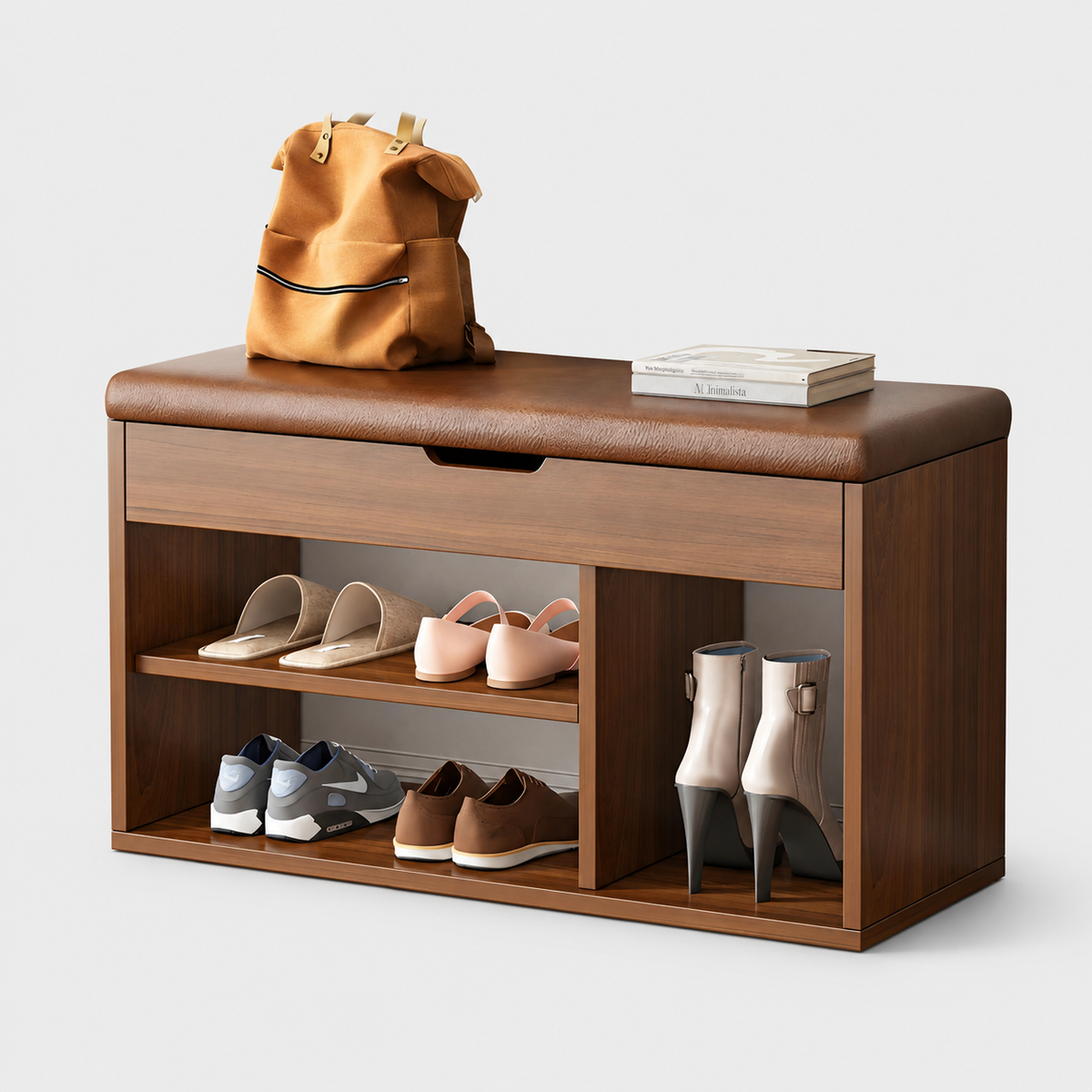 Banc à chaussures CozyBench assise marron – vue 2
