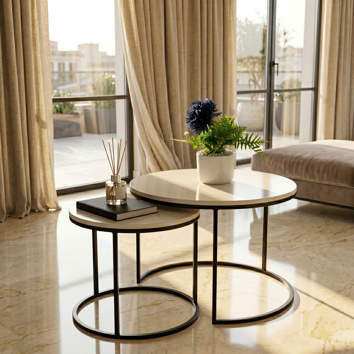 Ensemble tables gigognes noyer – vue 2
