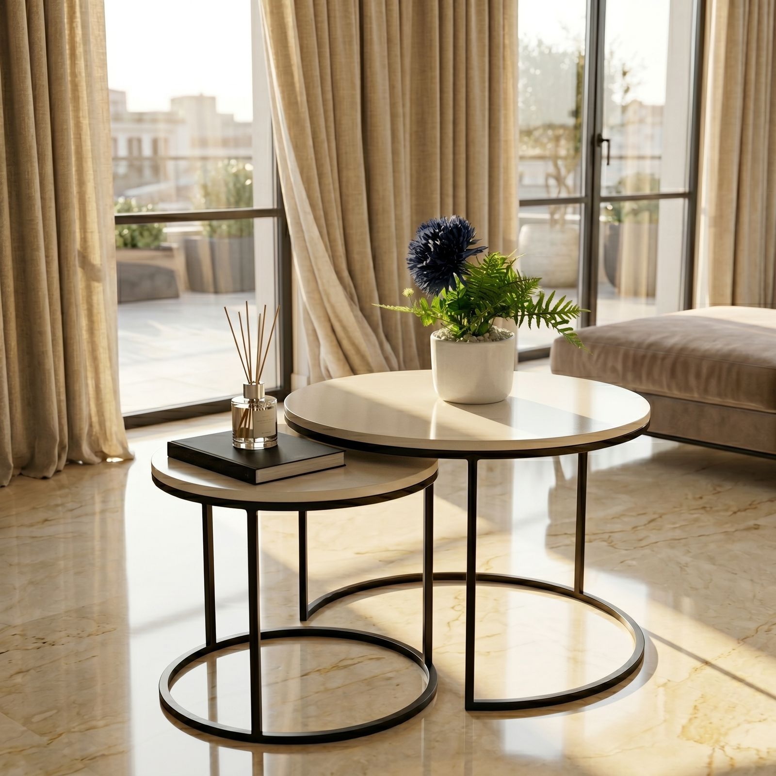 Ensemble tables gigognes noyer – vue 2