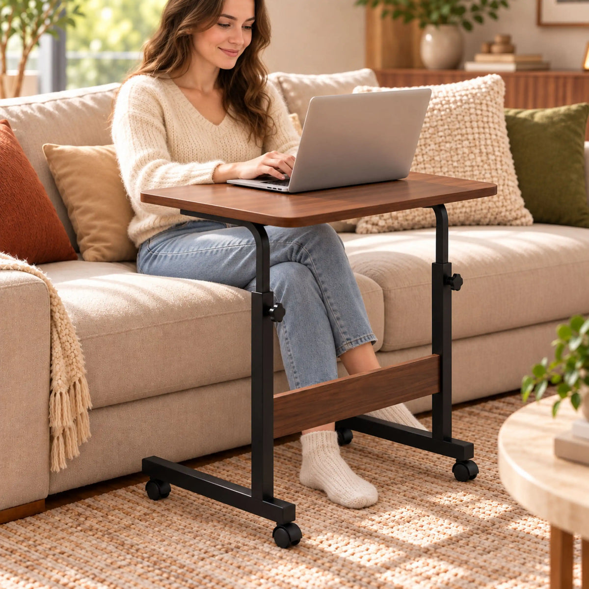Table Multifonction Mobile 60x40 cm – Hauteur Réglable