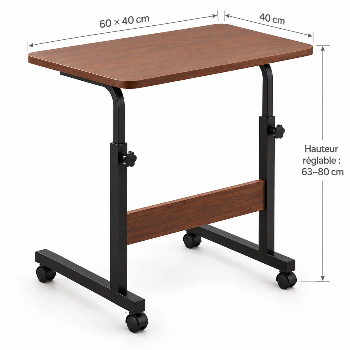 Table Multifonction Mobile 60x40 cm – Hauteur Réglable