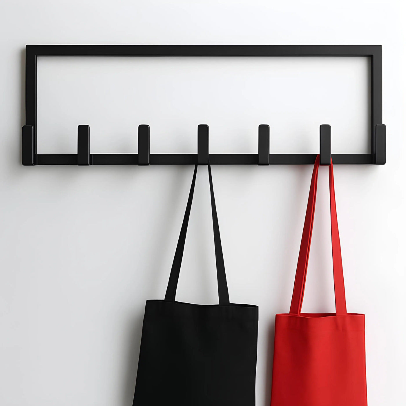 Porte Manteau Mural 6 Crochets Metal Epoxy Noir