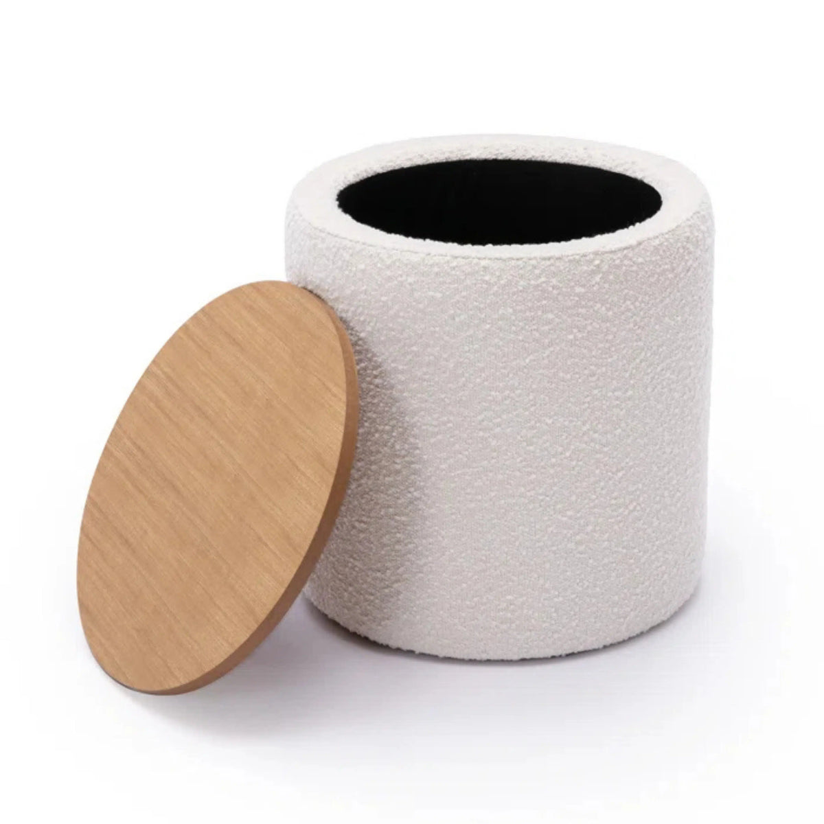 Pouf Boucle avec Rangement Beige & Marron 50x40cm