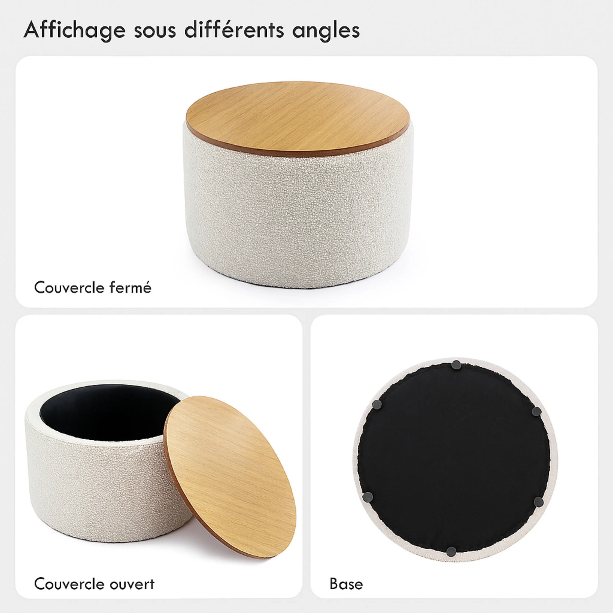 Table Boucle avec Rangement Beige & Marron 70x40cm